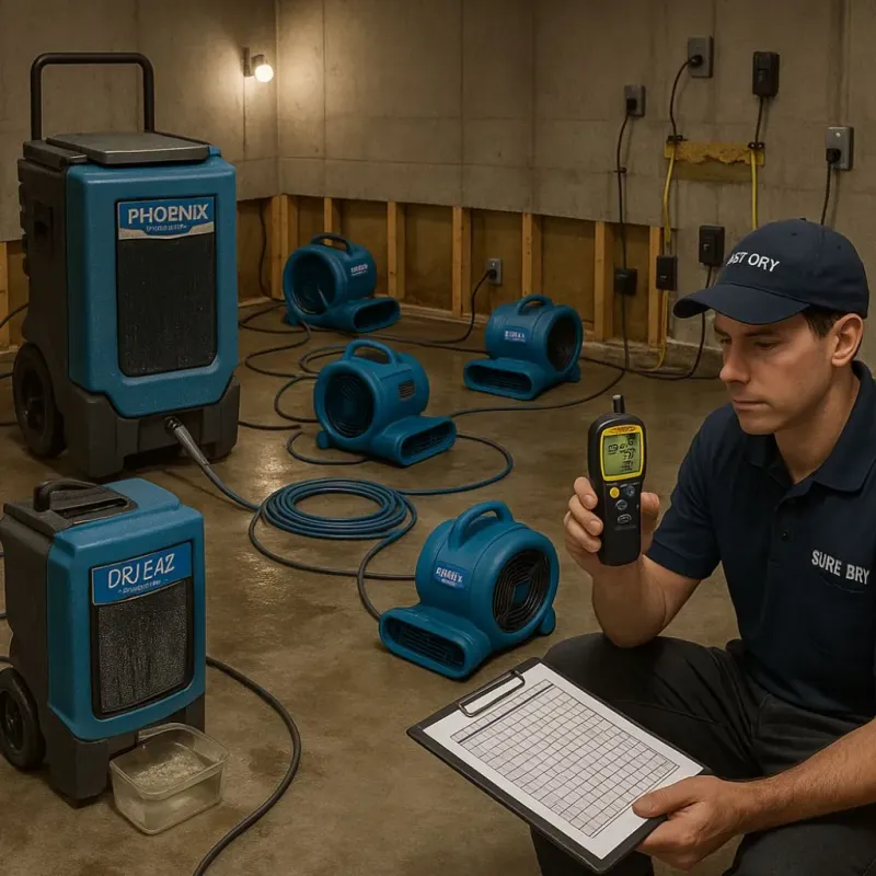 Structural Drying and Dehumidification process in City of Industry, CA